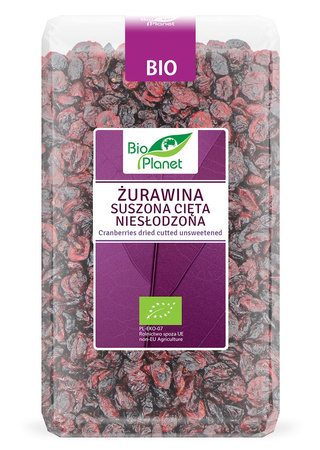 Tørrede, skårne tranebær usødet bio 1 kg