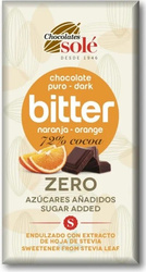 Bitter chokolade 72% kakao uden tilsat sukker med appelsin med stevia 100 g