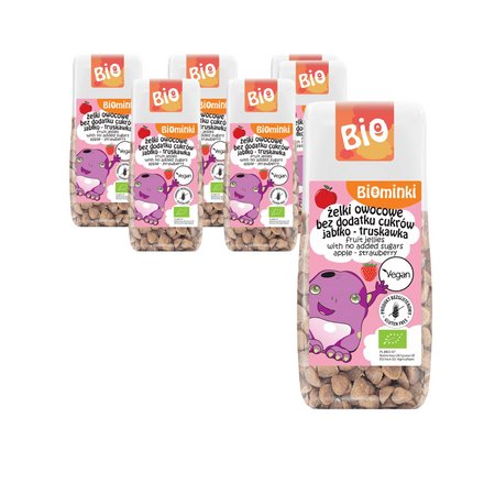 KIT 6 x Glutenfri æble-jordbær frugtgelé BIO 75 g - Biominki