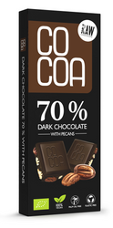 Mørk chokolade 70% med pekannødder bio 40 g - COCOA