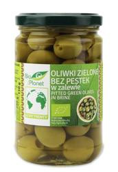 Grønne oliven uden kerner i saltlage bio 280 g (150 g)