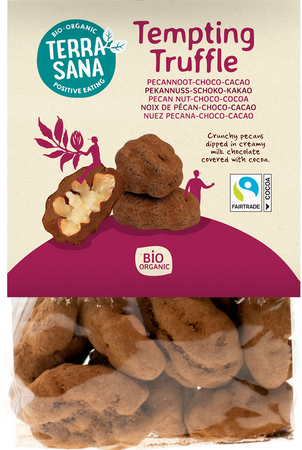 Pekannødder i mælkechokolade og kakaobio 100 g