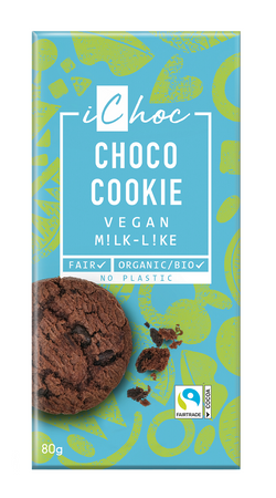 Ichoc chokoladeovertræk med kakaokagestykker (på risdrik) BIO 80 g - Vivani