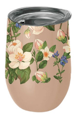 Termokrus med låg beige med blomster 420 ml - CHIC-MIC