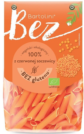 Glutenfri pennepasta med røde linser BIO 250 g - Bartolini