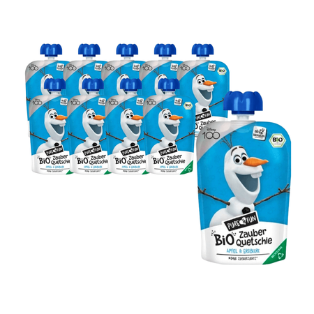 SÆT 10 x Æble-jordbærpuré BIO 100 g Olaf-land of ice - PURE&FUN