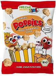 Økologiske majspuffede ris snacks med æble-karamel smag, glutenfri for børn 40 g – Freche Freunde