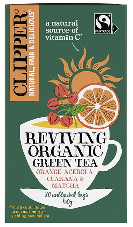 Grøn te med acerola, guarana og matcha "revival" Fair Trade Bio (20 x 2 g) 40 g - clipper