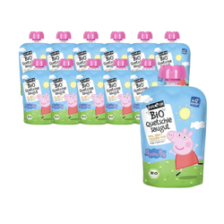 SÆT 12 x Æble- og pærepuré med havre BIO 100 g Peppa Pig - PURE&FUN
