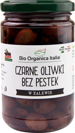 Sorte oliven uden kerner i saltlage bio 280 g (160 g) (glas)