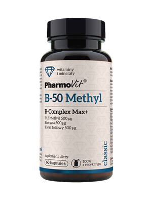 Vitamin B-50 Methyl B-complex Max+ kosttilskud 60 kapsler 40,2 g - Pharmovit (classic)
