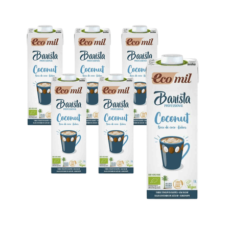 SÆT 6 x Glutenfri barista kokosdrik bio 1 l - Ecomil
