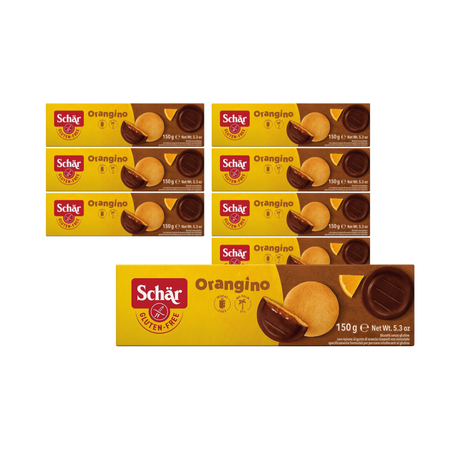 SÆT 8 x Orangino - glutenfri svampekager med chokoladeovertræk 150 g - Schar
