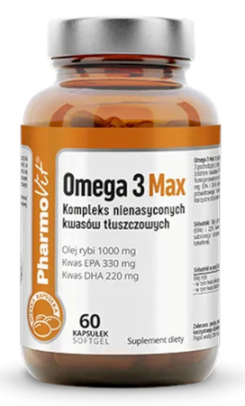 Omega 3 Max glutenfrit kosttilskud 60 kapsler - Pharmovit (Clean Label)