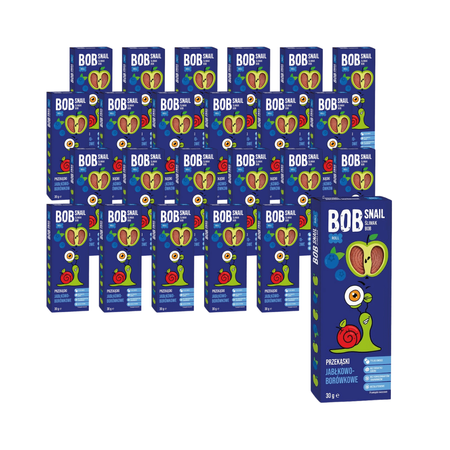 SÆT 24 x Frugtsnack med æbler og blåbær uden tilsat sukker 30 g