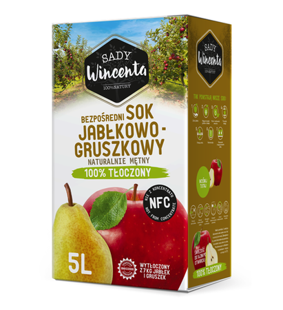 Naturlig skyet æble- og pæresaft 5 l