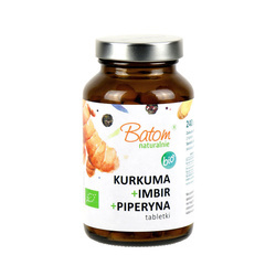 Gurkemeje + ingefær + piperin bio-kosttilskud 240 tabletter 120 g - BATOM