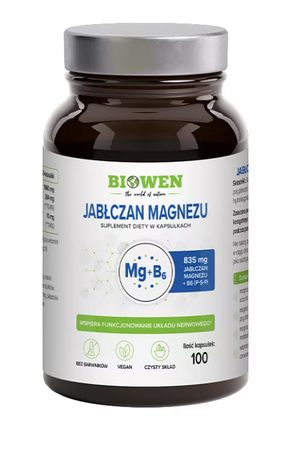 Magnesiummalat + B6-vitamin kosttilskud 100 kapsler - HempKing Biowen