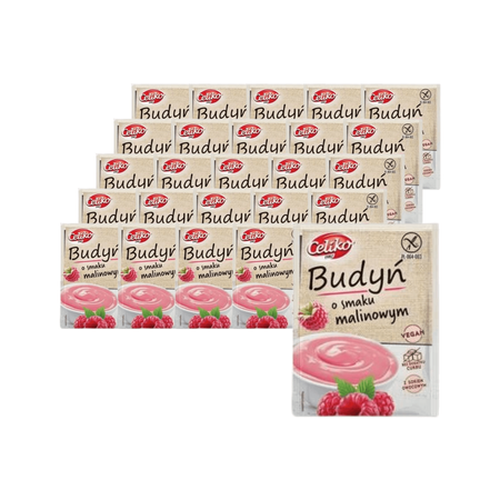 SÆT 25 x Glutenfri budding med hindbærsmag 40 g - Celiko