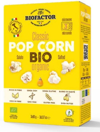 Saltpopcorn til mikroovn, glutenfri BIO 3 x 90 g - Biofactor