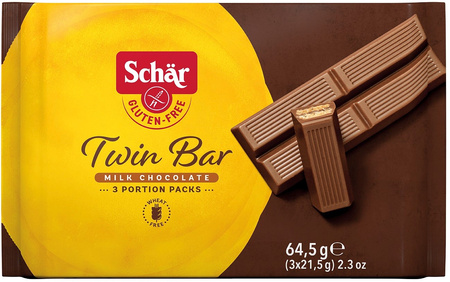 Twin bar - glutenfri vafler med chokoladeovertræk 3 x 21,5 g - Schar