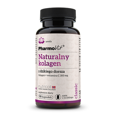 Vild torskekollagen med c-vitamin glutenfrit kosttilskud 90 kapsler 36 g - Pharmovit (classic)