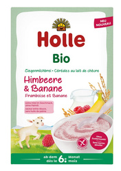 Glutenfri hindbær-banan-mælke-risgrød fra 6 måneder BIO 200 g - Holle