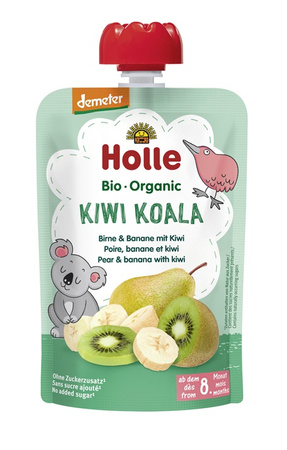 Kiwi koala mousse i tube (pære - banan - kiwi) uden tilsat sukker fra 8 måneder Demeter BIO 100 g - Holle