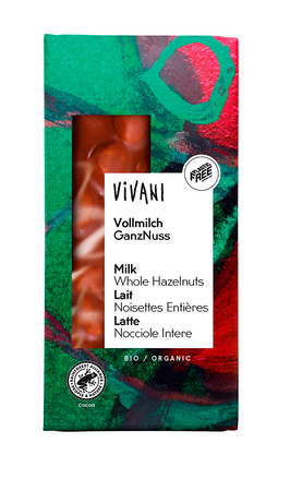 Mælkechokolade med hele nødder bio 100 g