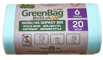 Poser til organisk og blandet affald (komposterbart og bionedbrydeligt) 6 l 20 stk - FROGGY (GREENBAG)