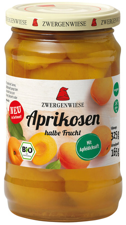 Glutenfri halverede abrikoser i lys sirup bio 325 g (165 g) (glas) - Zwergenwiese