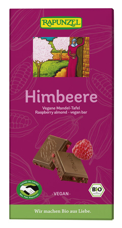 Kakaotabletter mandel-hindbær bio 100 g - RAPUNZEL