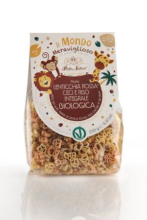 Proteinpasta (røde linser - kikærter - brune ris) til børn savanna glutenfri bio 250 g - PASTA NATURA