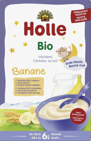 Fuldkornsmælkegrød med banan uden tilsat sukker fra 6 måneder bio 250 g - Holle