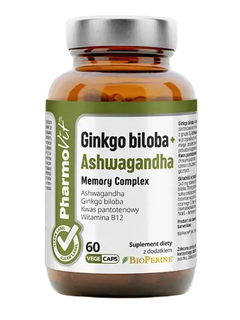 Ginkgo biloba + Ashwagandha Memory Complex kosttilskud 60 kapsler - Pharmovit (Clean Label)