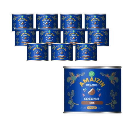 KIT 12 x Kokosmælk - kokosnøddrik uden guargummi (17% fedt) bio 200 ml - Amaizin