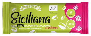 Pistaciebar med hindbær glutenfri bio 40 g - Siciliana raw