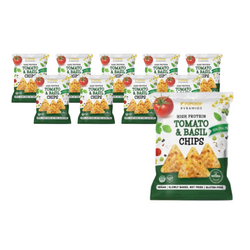 SÆT 10 x Tomatproteinpyramider med basilikum, vegansk, glutenfri 60 g