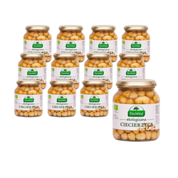 SÆT 12 x Økologiske kikærter i lage 350 g