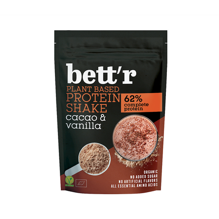 Kakao- og vaniljeproteinshake uden tilsat sukker bio 500 g - Bett'R