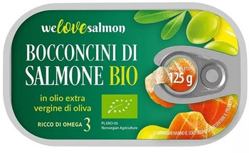 Laksestykker i ekstra jomfruolivenolie BIO 125g