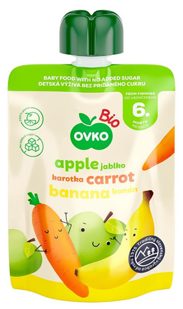 Æble-gulerod-bananpuré efter 6 måneder BIO 90 g