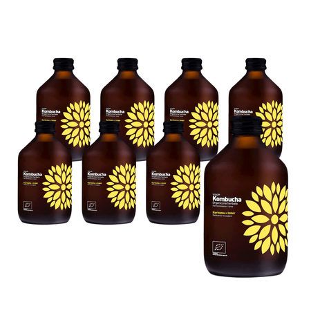 SÆT 8 x Kombucha gurkemeje + ingefær bio 330 ml